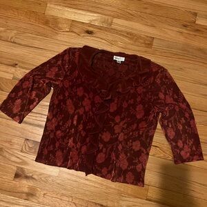 Coldwater Creek Burgundy Floral Blouse